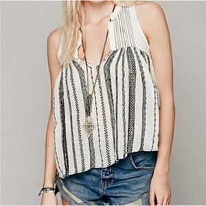 Free People Black and White Striped Tank Top